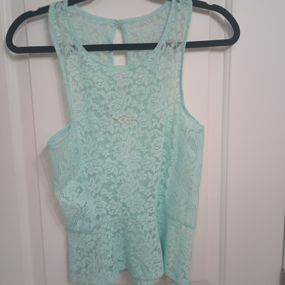 Hollister Light Blue Lace Top. Great Condition. Worn Once